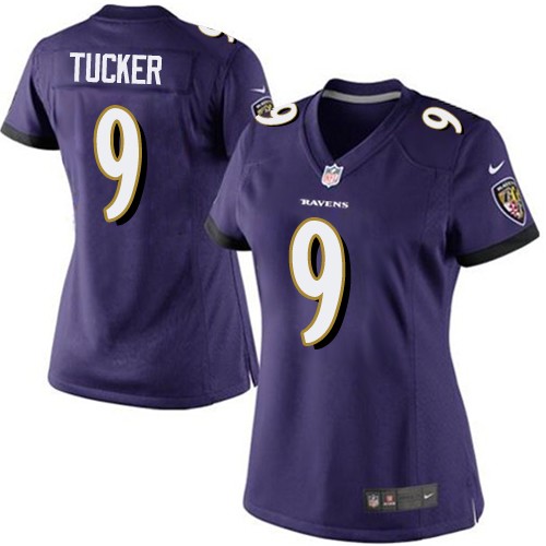 Women's Elite Justin Tucker Nike Jersey Purple Home - #9 NFL Baltimore Ravens